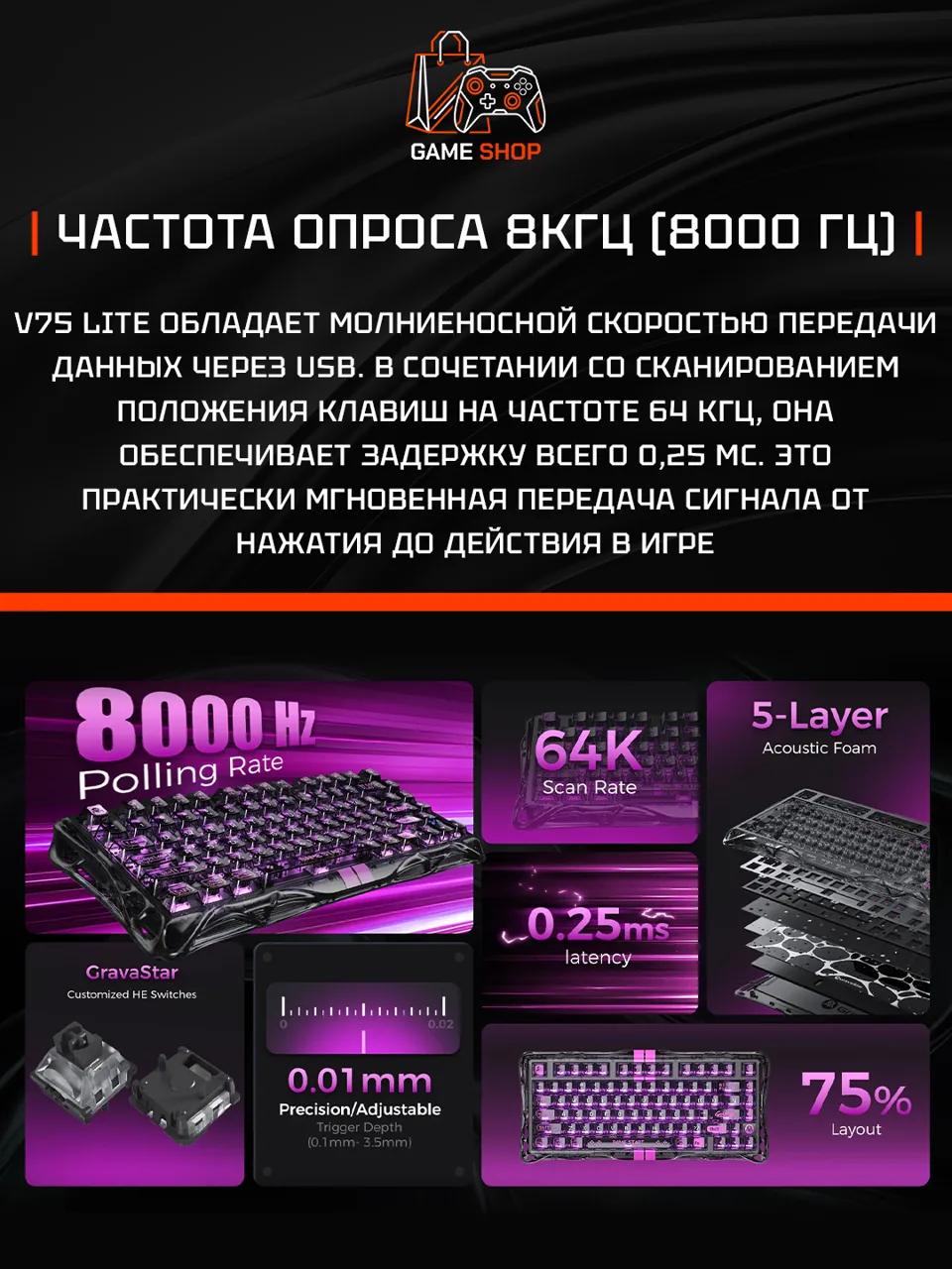 V75 Lite — Transparent Black