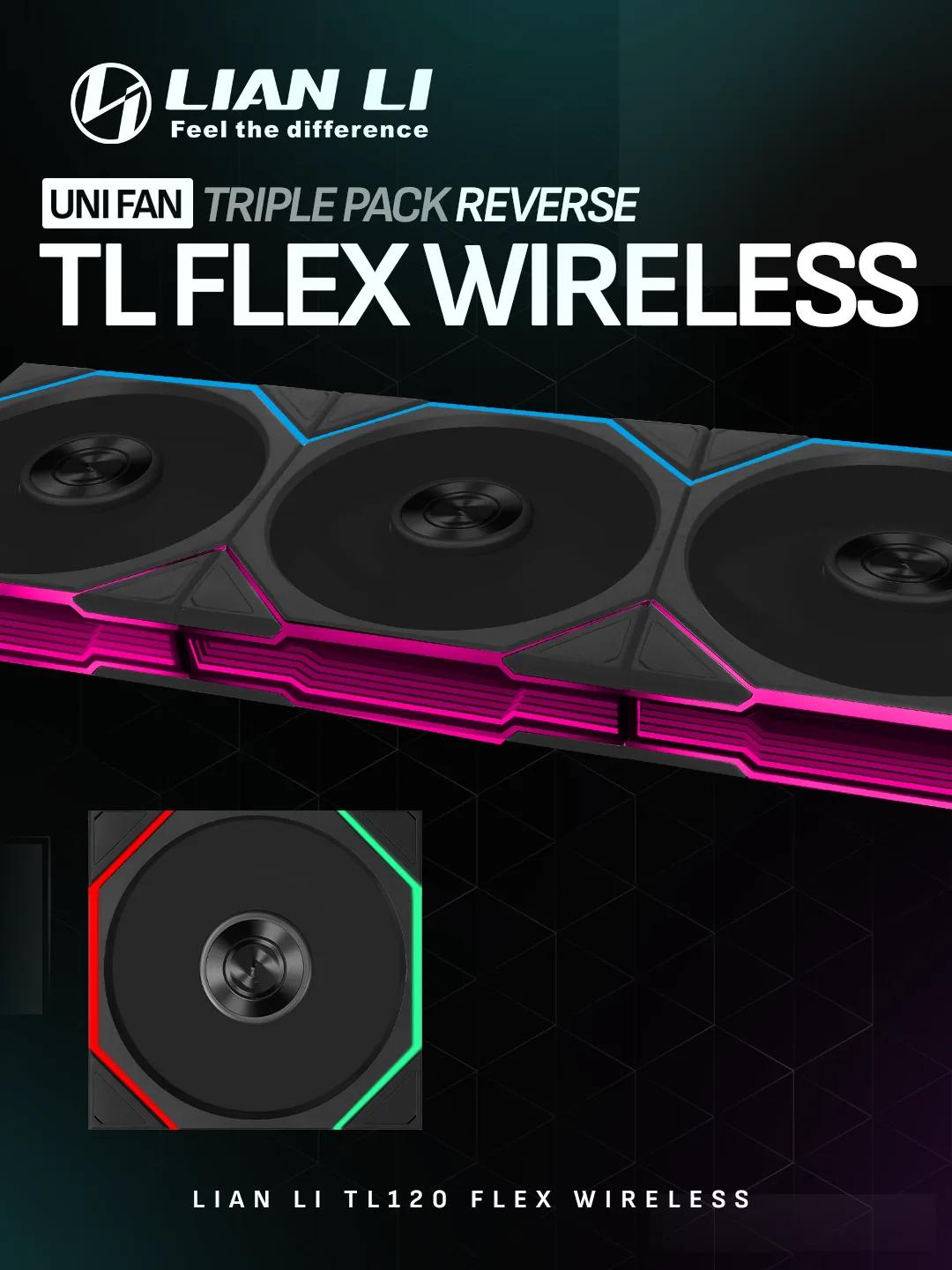 Lian Li UNI FAN TL FLEX 120 Reverse Blade (3 pack) (Controller Included) – Black