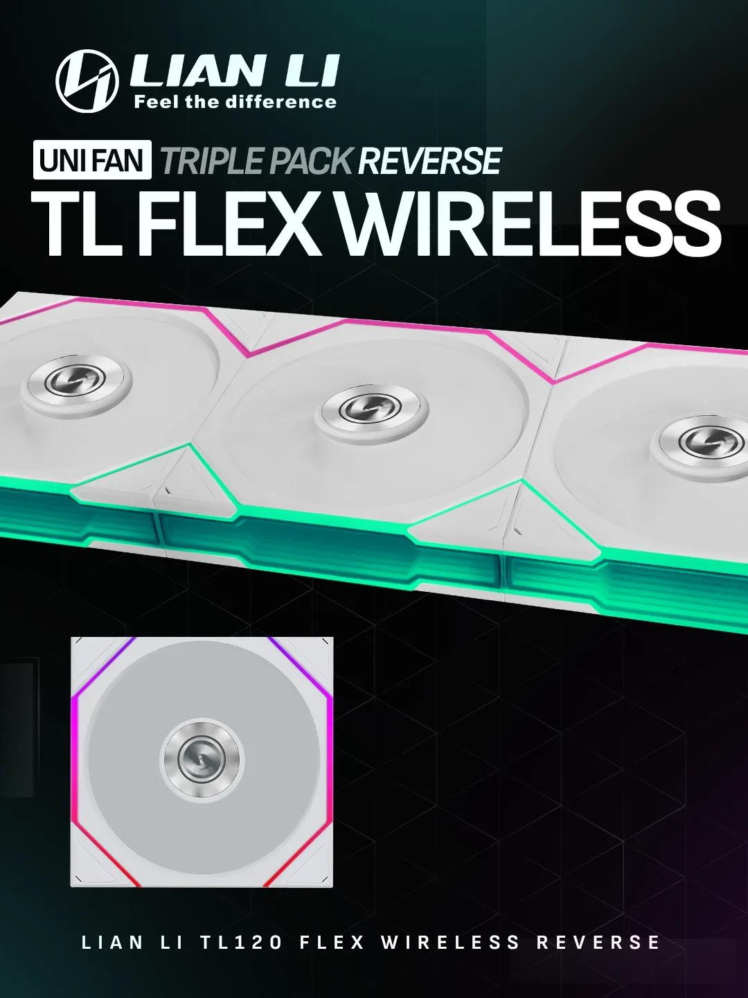 Lian Li UNI FAN TL FLEX 120 Reverse Blade (3 pack) (Controller Included) – White