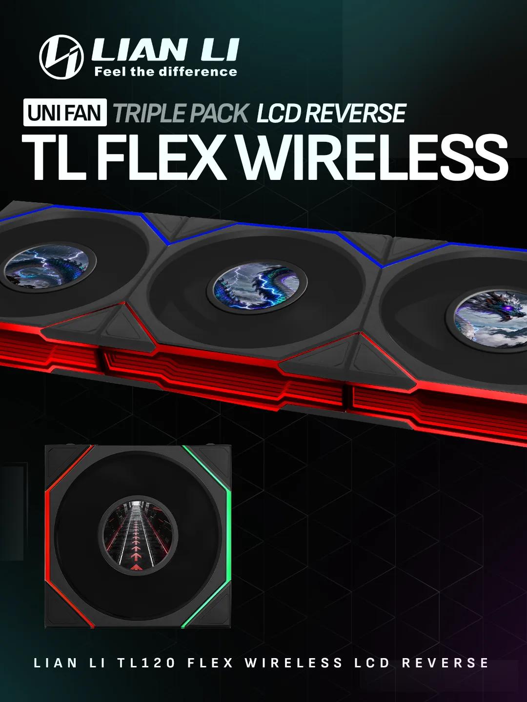 Lian Li UNI FAN TL LCD FLEX Reverse Blade 120mm (3 pack) – Black