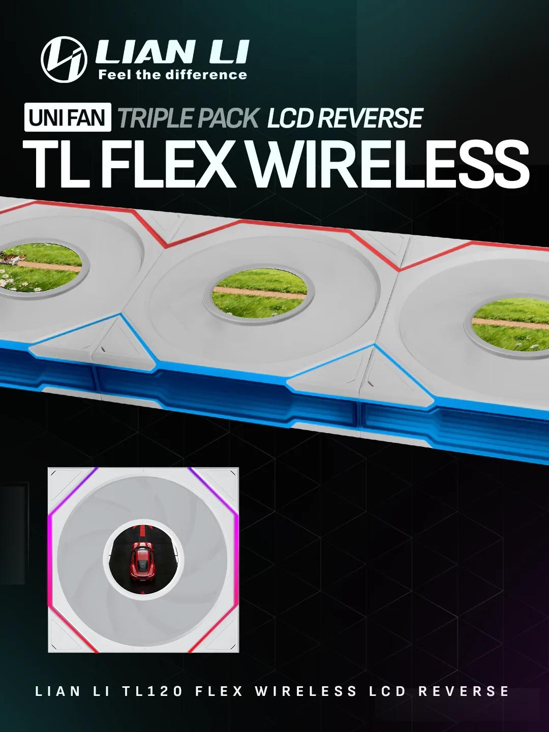 Lian Li UNI FAN TL LCD FLEX Reverse Blade 120mm (3 pack) – White
